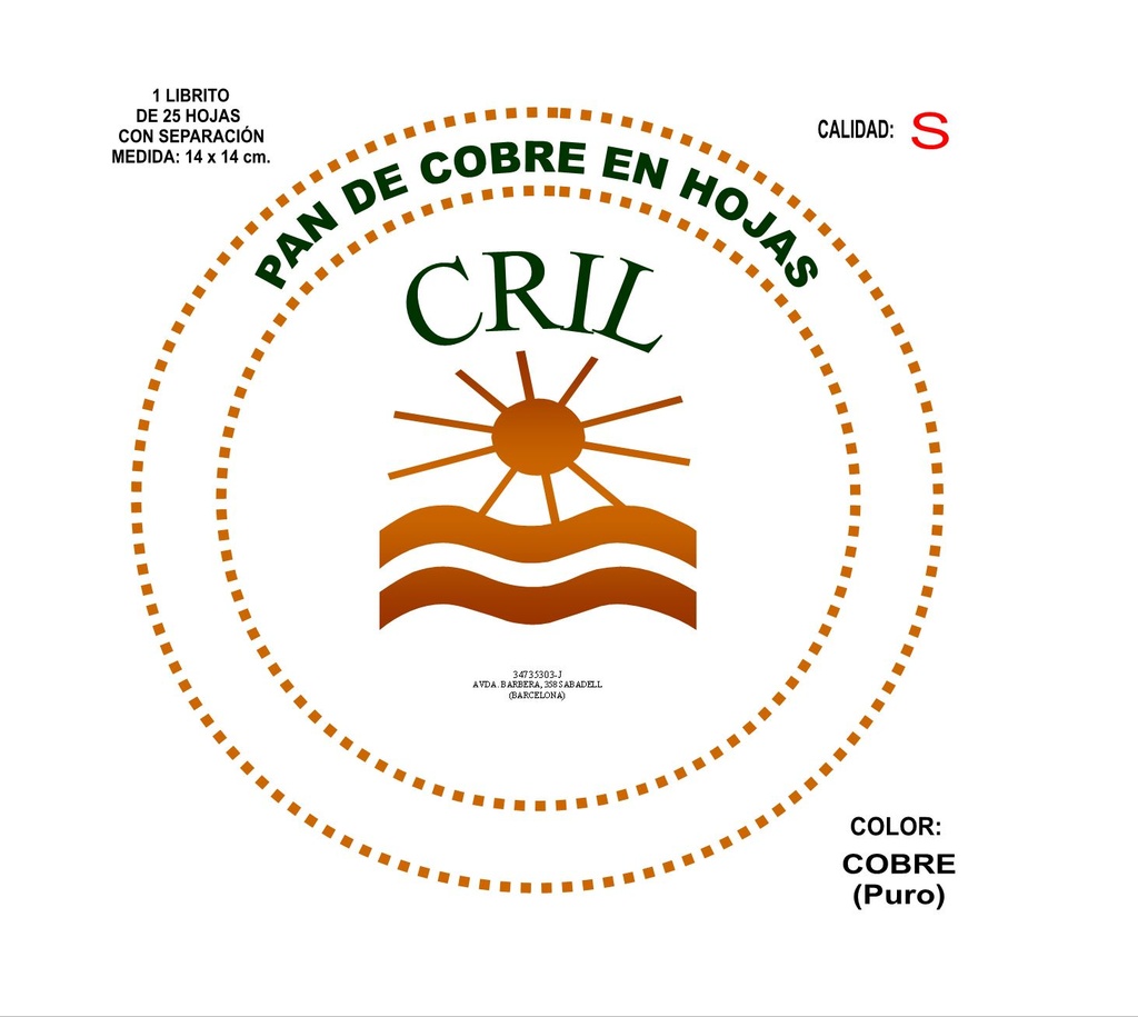 Pan De Cobre Cril 25 H.